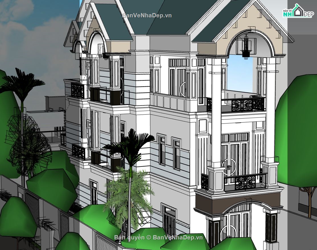 model su biệt thự 3 tầng,file sketchup biệt thự 3 tầng,su biệt thự 3 tầng,biệt thự 3 tầng sketchup,biệt thự hiện đại