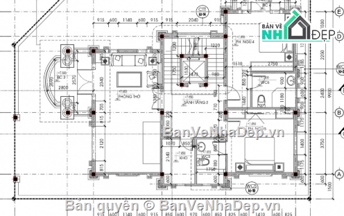 Biệt thự tân cổ điển,biệt thự 3 tầng,file cad biệt thự 3 tầng,cad biệt thự 3 tầng