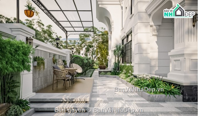 biệt thự cổ điển 3 tầng,3dmax biệt thự 3 tầng,biệt thự 3 tầng