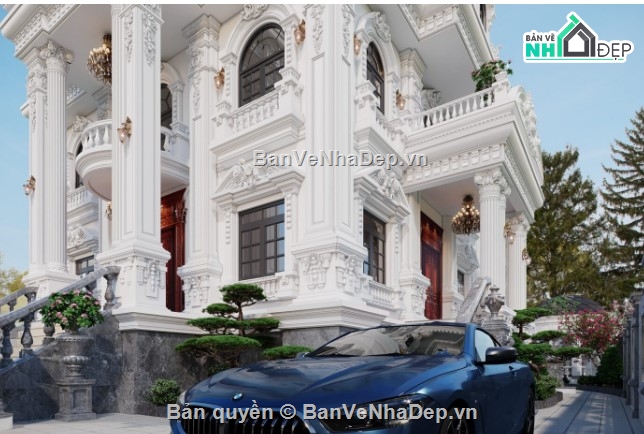 biệt thự tân cổ điển đẹp,biệt thự 3 tầng đẹp,biệt thự cổ điển 3 tầng