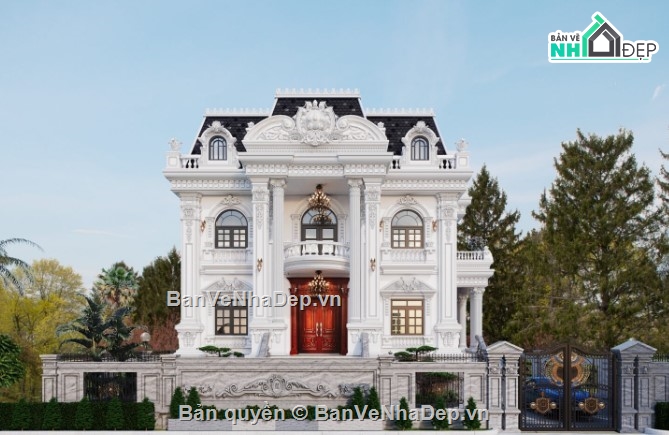 biệt thự tân cổ điển đẹp,biệt thự 3 tầng đẹp,biệt thự cổ điển 3 tầng