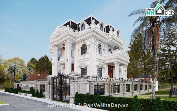 biệt thự tân cổ điển đẹp,biệt thự 3 tầng đẹp,biệt thự cổ điển 3 tầng