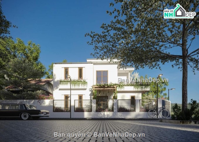 biệt thự mái nhật 2 tầng 3dmax,biệt thự 2 tầng,3dmax biệt thự