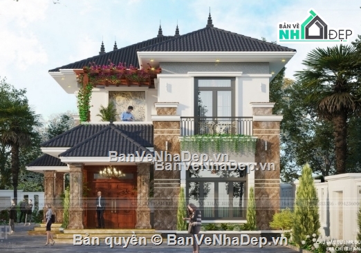 biệt thự 2 tầng,cad biệt thự 2 tầng,biệt thự 2 tầng file cad