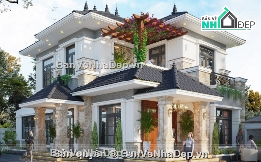 biệt thự 2 tầng,cad biệt thự 2 tầng,biệt thự 2 tầng file cad