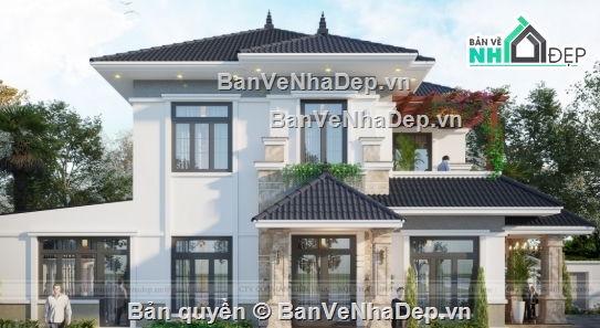 biệt thự 2 tầng,cad biệt thự 2 tầng,biệt thự 2 tầng file cad