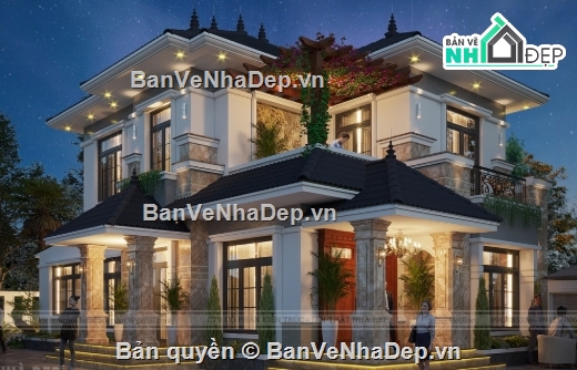 biệt thự 2 tầng,cad biệt thự 2 tầng,biệt thự 2 tầng file cad