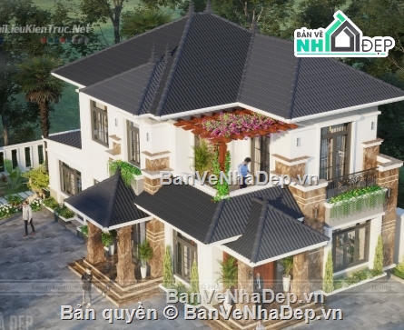 biệt thự 2 tầng,cad biệt thự 2 tầng,biệt thự 2 tầng file cad