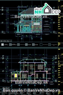 biệt thự 2 tầng,cad biệt thự 2 tầng,biệt thự 2 tầng file cad