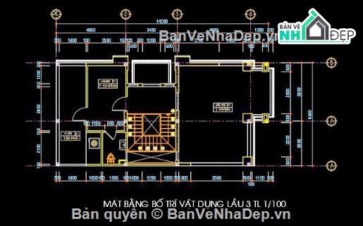 Biệt thự 3 tầng,Biệt thự song lập,file cad 3 tầng