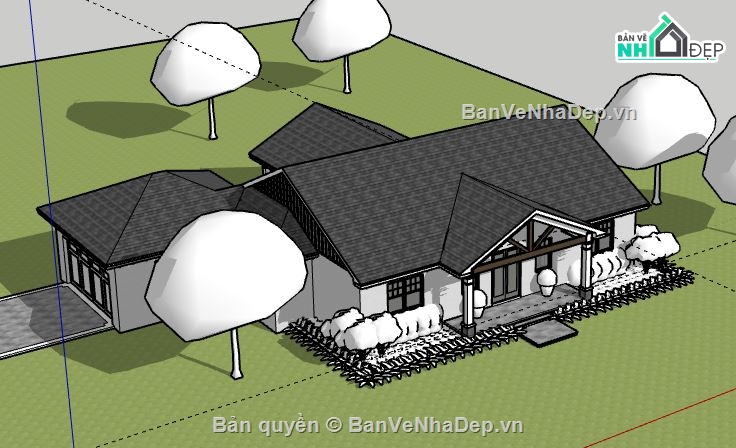 Biệt thự 1 tầng,model su biệt thự 1 tầng,biệt thự 1 tầng file su