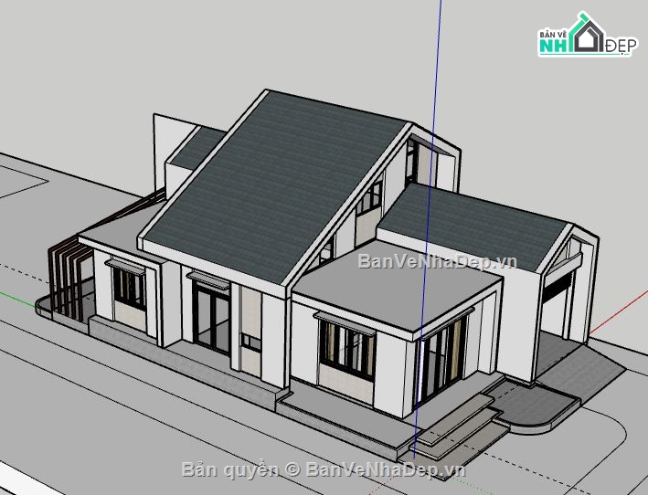 Biệt thự 1 tầng,model su biệt thự 1 tầng,biệt thự 1 tầng file su