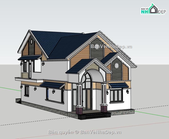 Biệt thự 1 tầng,model su biệt thự 1 tầng,biệt thự 1 tầng file sketchup