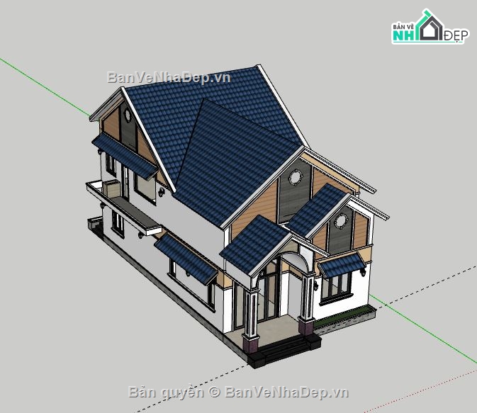 Biệt thự 1 tầng,model su biệt thự 1 tầng,biệt thự 1 tầng file sketchup