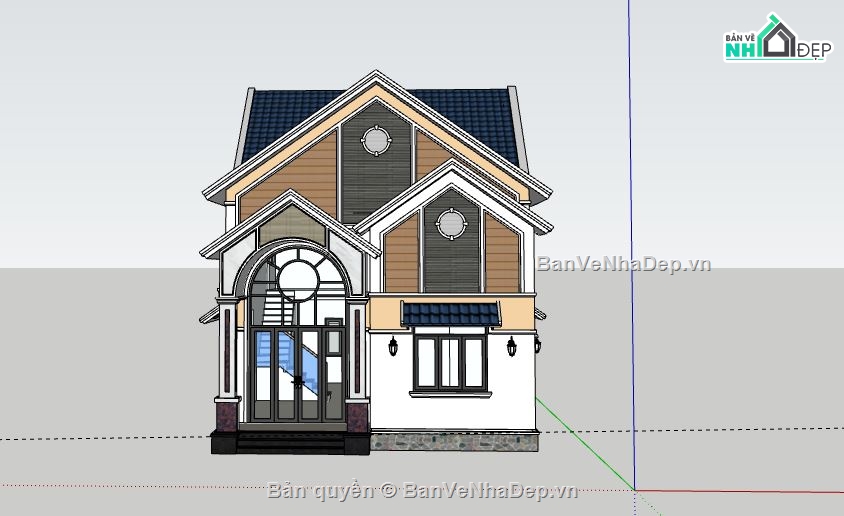 Biệt thự 1 tầng,model su biệt thự 1 tầng,biệt thự 1 tầng file sketchup