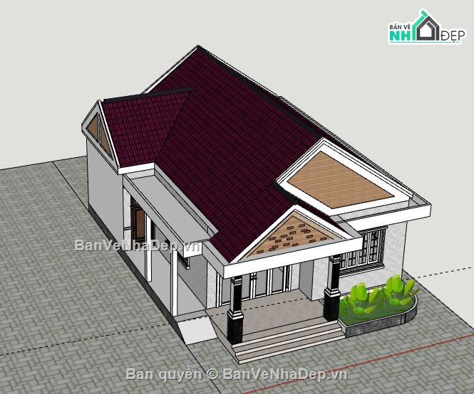 Biệt thự 1 tầng,model su biệt thự 1 tầng,biệt thự 1 tầng file su