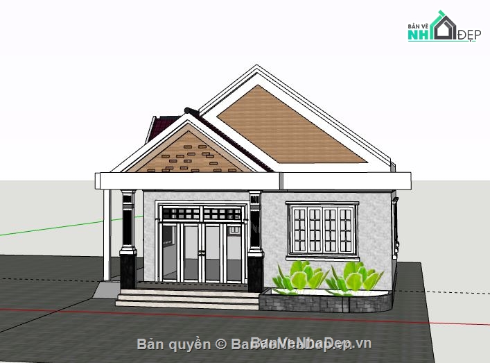 Biệt thự 1 tầng,model su biệt thự 1 tầng,biệt thự 1 tầng file su