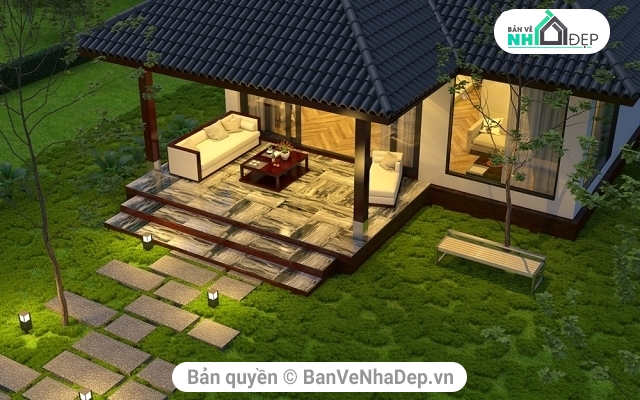 BUNGALOW,NHÀ BUNGALOW,MODEL 3DSMAX NHÀ BUNGALOW,MODEL 3DSMAX