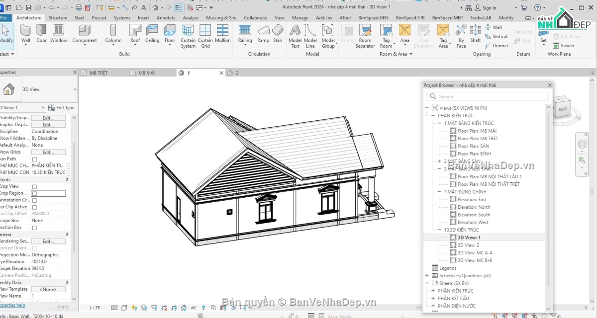 nhà cấp 4,nhà cấp 4 revit,revit nhà cấp 4