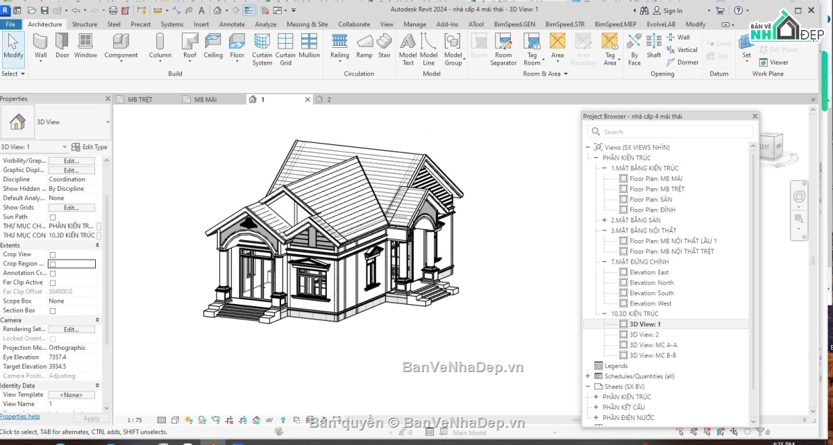 nhà cấp 4,nhà cấp 4 revit,revit nhà cấp 4