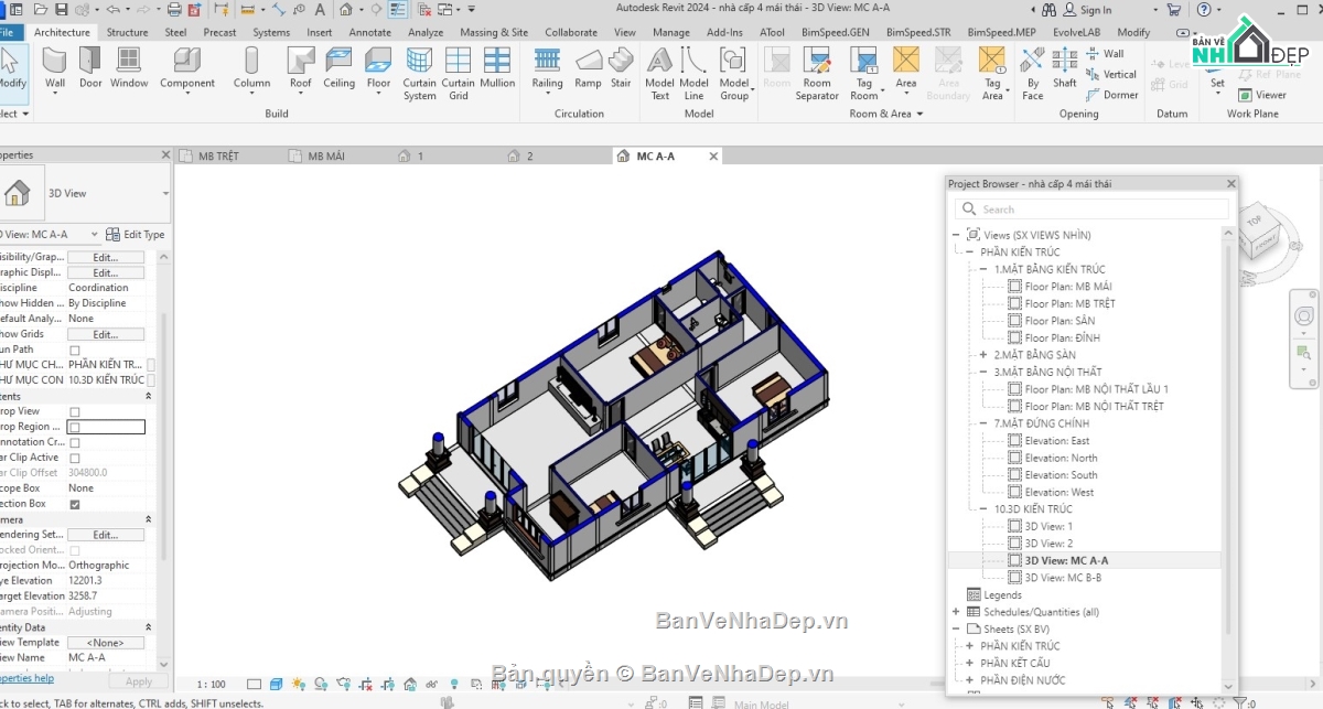 nhà cấp 4,nhà cấp 4 revit,revit nhà cấp 4