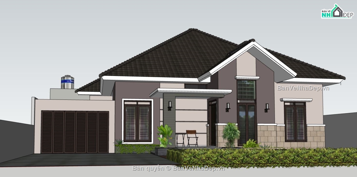 Nhà cấp 4 model su,nhà cấp 4 sketchup,sketchup nhà cấp 4,file sketchup nhà cấp 4,nhà cấp 4 file sketchup