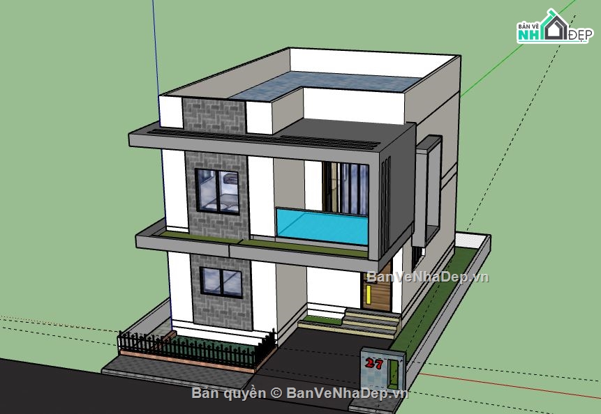 model su nhà phố 2 tầng,file su nhà phố 2 tầng,nhà phố 2 tầng model su,sketchup nhà phố 2 tầng,nhà phố 2 tầng