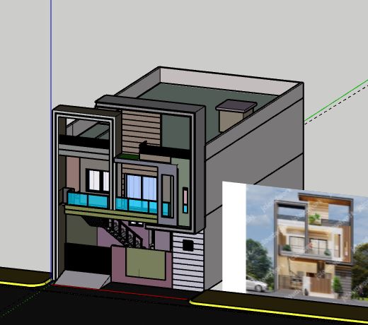 Nhà phố 2 tầng,file su nhà phố 2 tầng,sketchup nhà phố 2 tầng