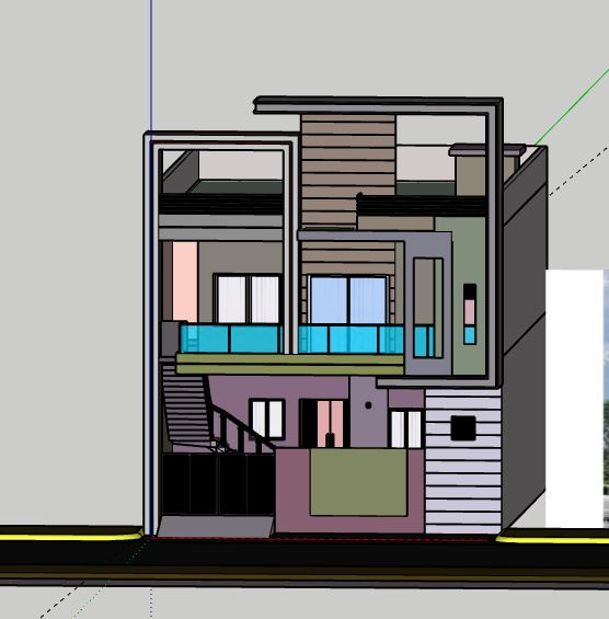 Nhà phố 2 tầng,file su nhà phố 2 tầng,sketchup nhà phố 2 tầng