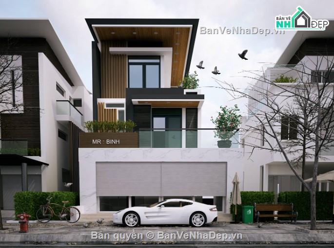 3dmax nhà phố,max nhà phố,nhà phố 3 tầng