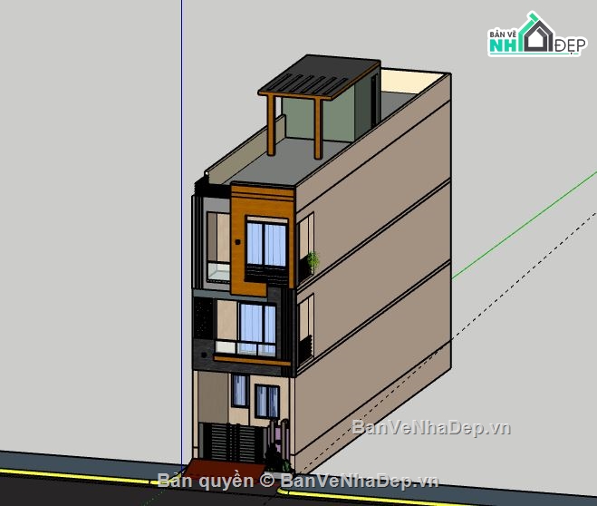 Nhà phố 3 tầng,file su nhà phố 3 tầng,sketchup nhà phố 3 tầng