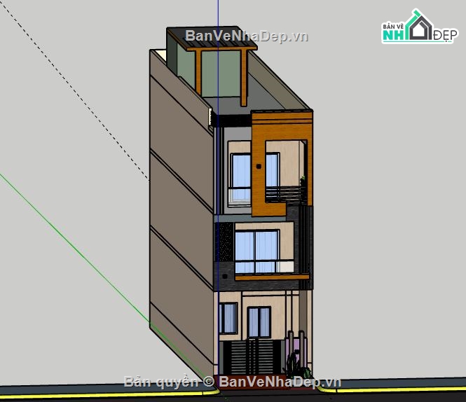 Nhà phố 3 tầng,file su nhà phố 3 tầng,sketchup nhà phố 3 tầng