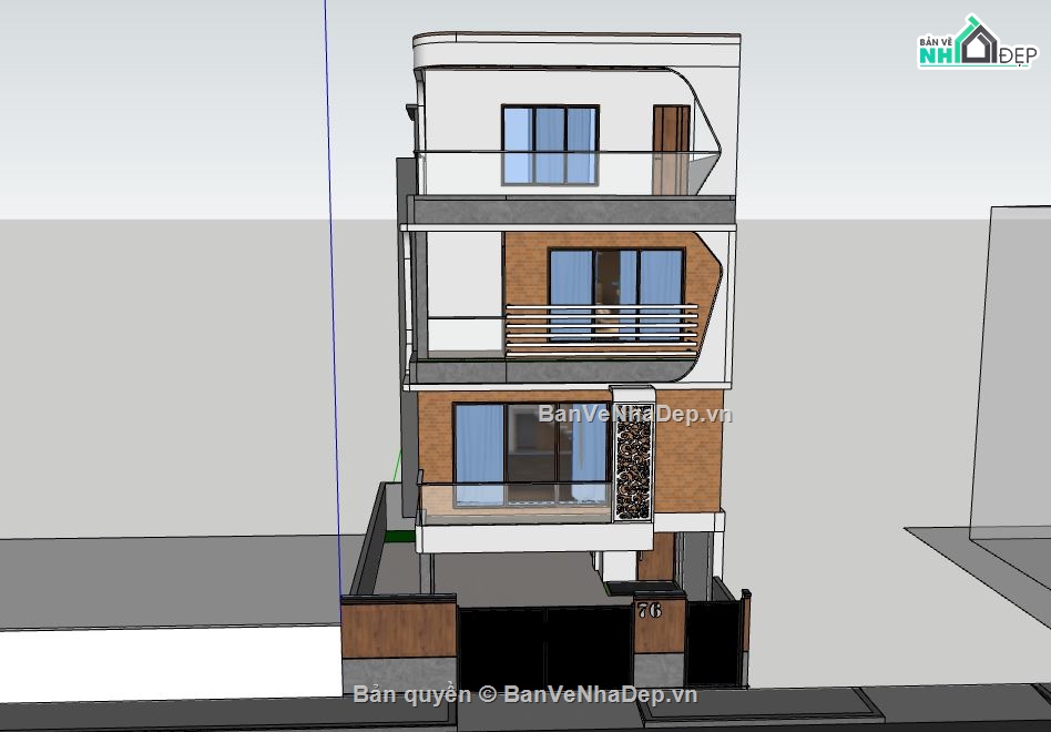 Nhà phố 3 tầng,model su nhà phố 3 tầng,mẫu nhà phố 3 tầng sketchup,file su nhà phố 3 tầng,nhà phố 3 tầng sketchup