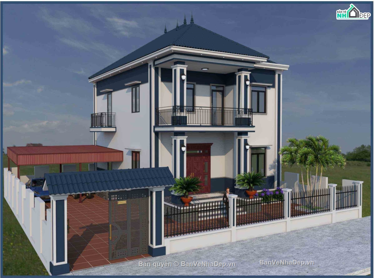 2 tầng,Biệt thự 2 tầng hiện đại,Biệt thự  2 tầng,Biệt thự 2 tầng cad,hiện đại