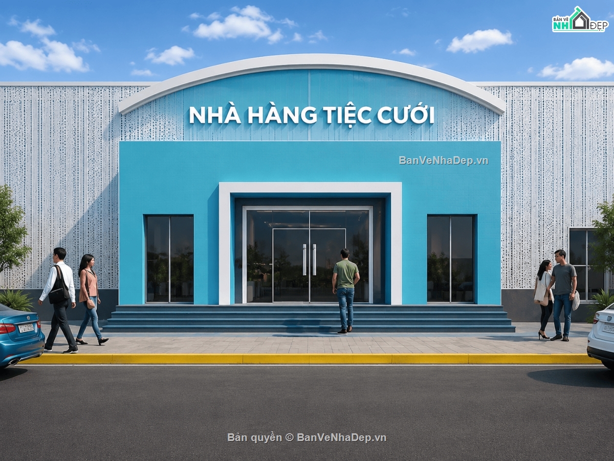 Nhà hàng tiệc cưới,Nhà hàng tiệc cưới 1000 khách,Nhà hàng tiệc cưới 1 tầng,Nhà hàng tiệc cưới kích thước 34mx35m