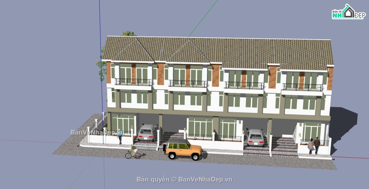 Nhà làm việc 3 tầng,Model su nhà làm việc 3 tầng,nhà làm việc 3 tầng model su,sketchup nhà phố 3 tầng