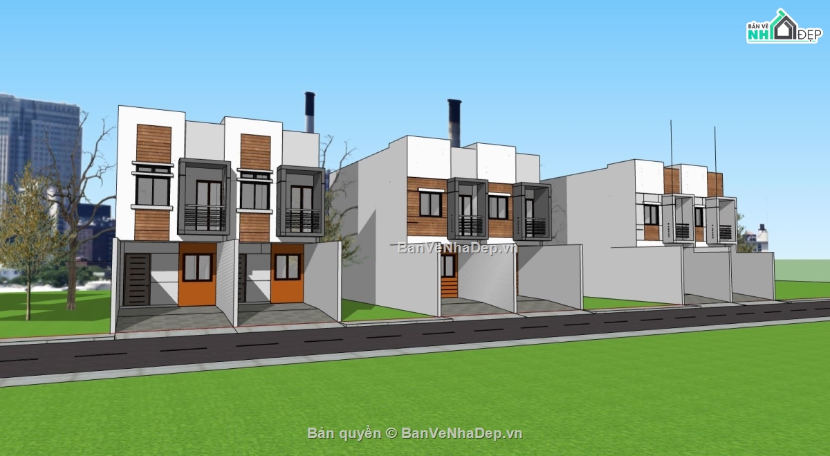 su nhà phố 2 tầng,thiết kế nhà phố 2 tầng,sketchup nhà phố 2 tầng,model su nhà phố 2 tầng
