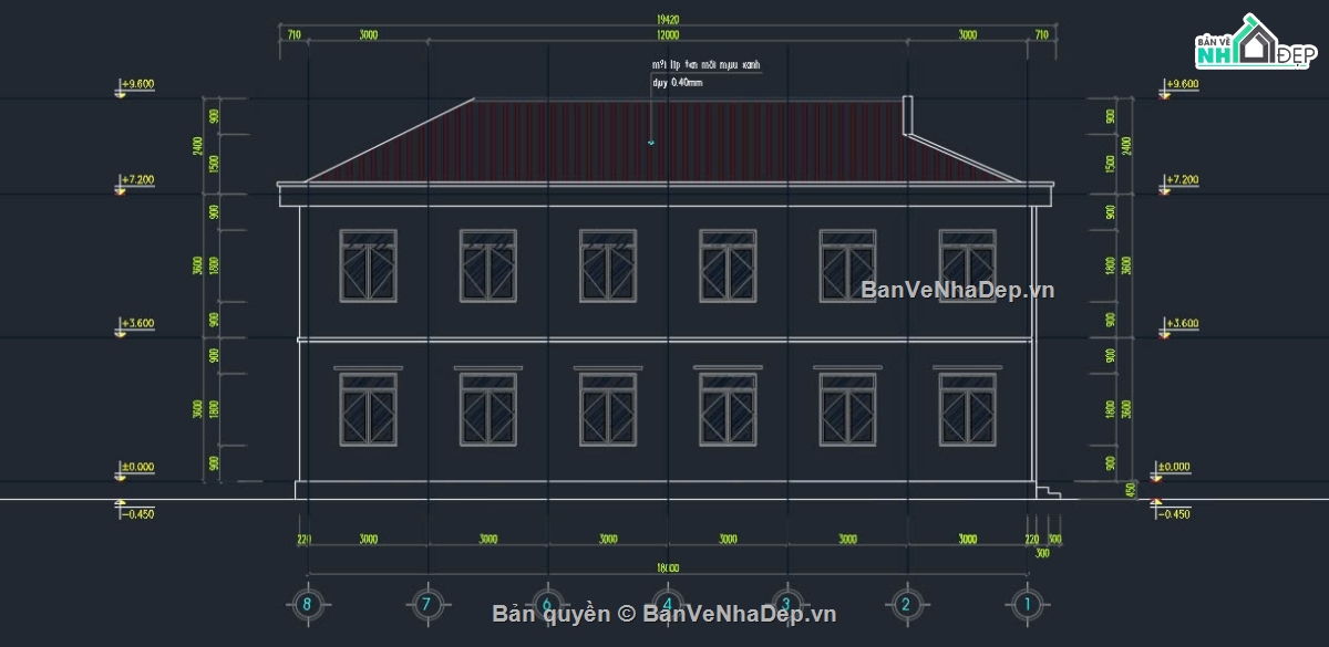 bản vẽ nhà lớp học 2 tầng 6 phòng,lớp học,lớp học 2 tầng