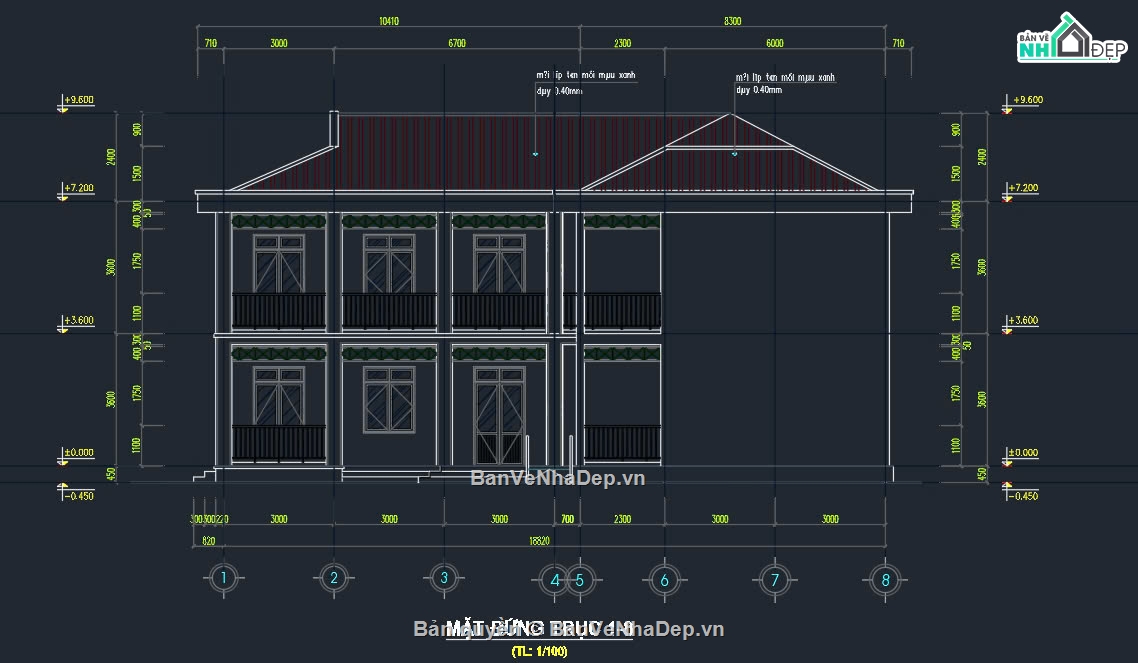 bản vẽ nhà lớp học 2 tầng 6 phòng,lớp học,lớp học 2 tầng