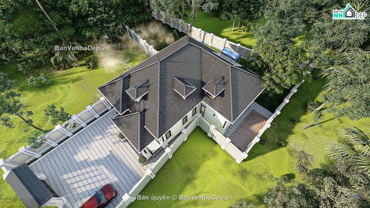 mái nhật 1 tầng,bản vẽ nhà mái nhật,bản vẽ nhà 1 tầng chữ L