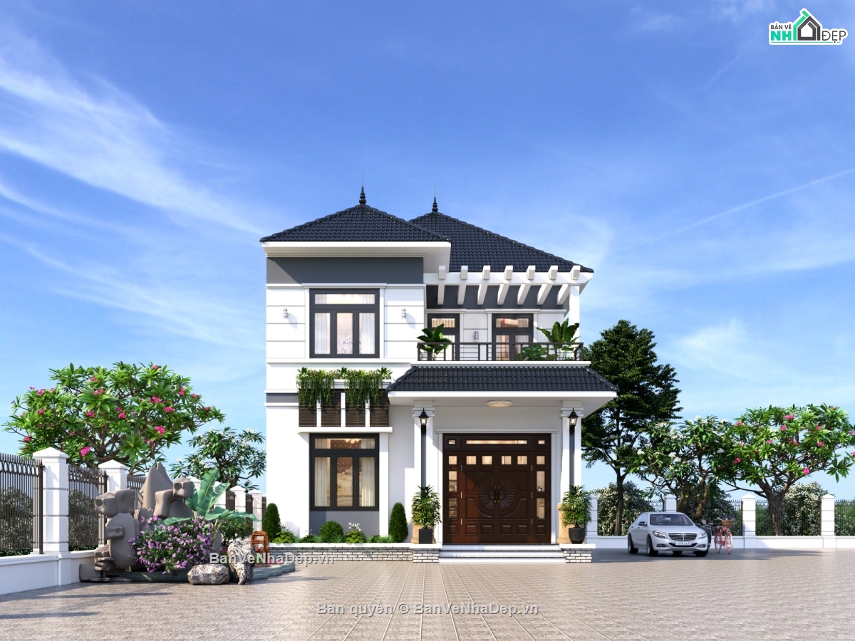 nhà 2 tầng,2 tầng mái nhật,nhà mái nhật 2 tầng