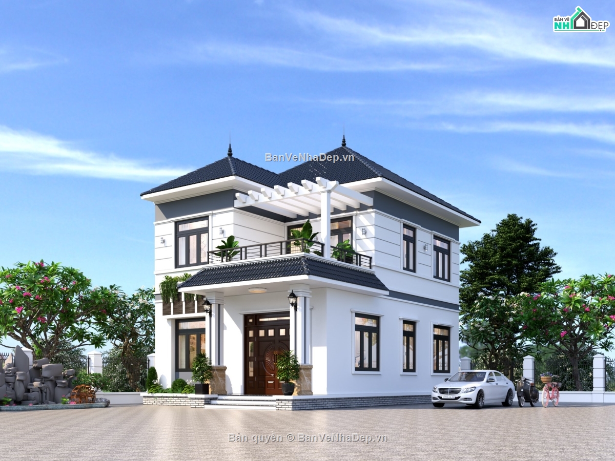 nhà 2 tầng,2 tầng mái nhật,nhà mái nhật 2 tầng