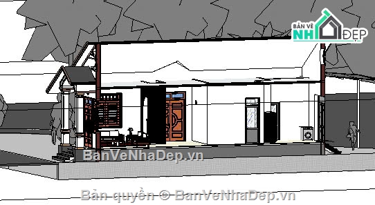 mái thái 1 tầng,mái thái,nhà vườn đẹp,nhà 8x15m đẹp,nhà mái thái 8x15m,mái thái đẹp