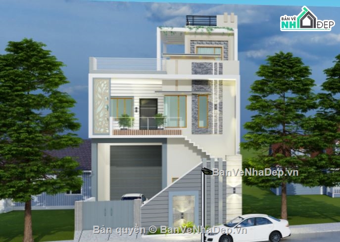 Nhà phố 2 tầng 1 tum,model su nhà phố 2 tầng,file su nhà phố 2 tầng,nhà phố 2 tầng 1 tum sketchup,sketchup nhà phố 2 tầng