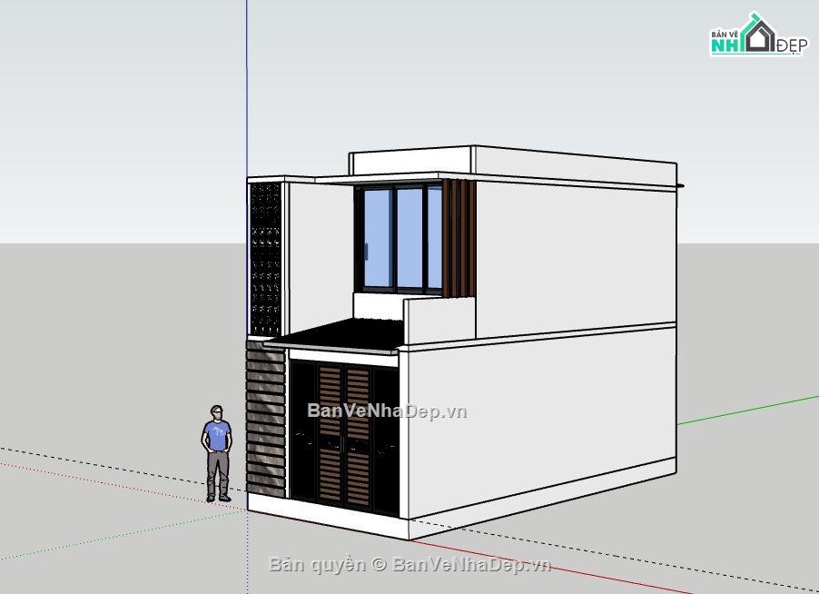 Nhà phố 2 tầng,model su nhà phố 2 tầng,sketchup nhà phố 2 tầng