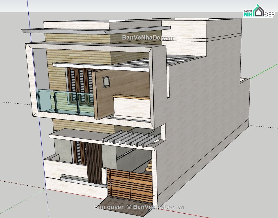 Nhà phố 2 tầng,model su nhà phố 2 tầng,nhà phố 2 tầng file su