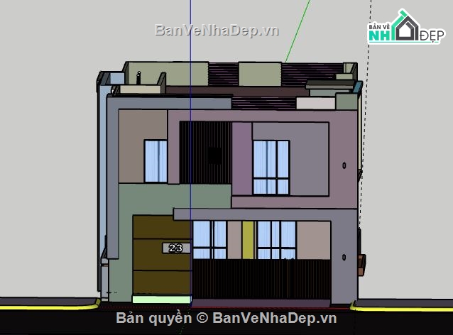 Nhà phố 2 tầng,model su nhà phố 2 tầng,file sketchup nhà phố 2 tầng