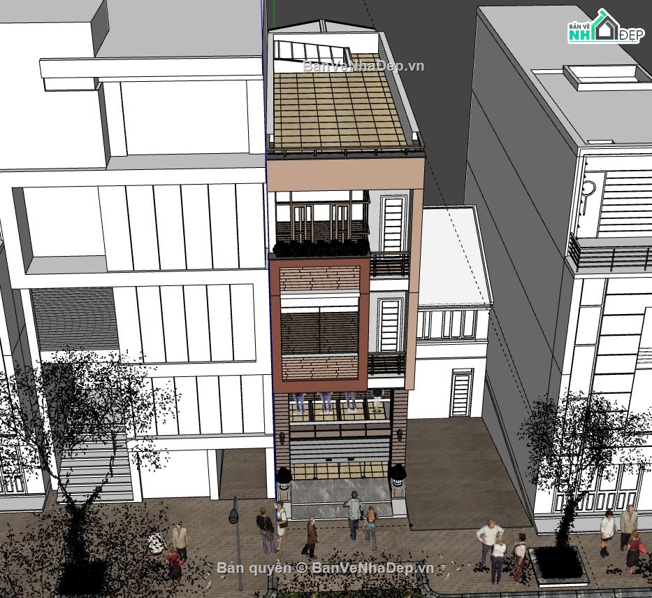 Nhà phố 3 tầng,file su Nhà phố 3 tầng,model su Nhà phố 3 tầng,nhà phố 3 tầng 4.1x16m