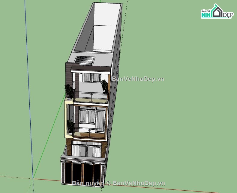 Nhà phố 3 tầng,nhà phố 3 tầng file su,sketchup nhà phố 3 tầng