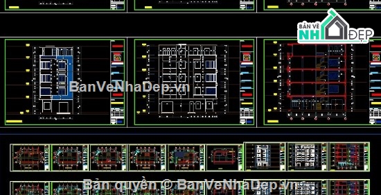 Nhà phố 5 tầng file cad,bản vẽ nhà phố 5 tầng,cad nhà phố 5 tầng